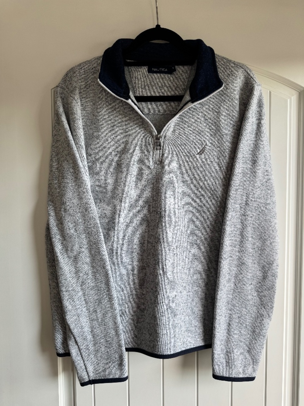 Nautica Sweater Fleece Stone Grey 1/4 Zip Pullover Men's Size Medium